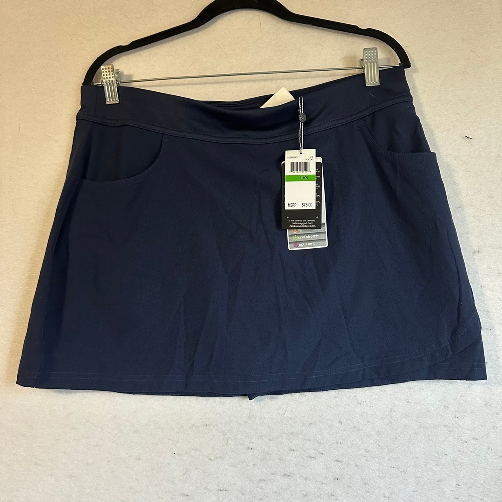 Callaway Golf Skort Womens Large Peacoat Navy Blue Opti-Stretch CGBF90J3C1 NWT